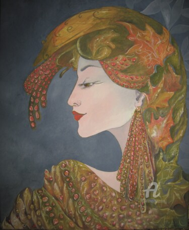 Картина под названием "Женщина Осень." - Helena Lose, Подлинное произведение искусства, Масло