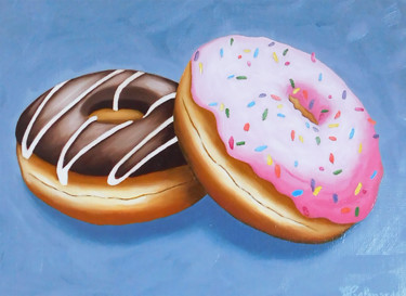 Peinture intitulée "Duo de donuts" par Helenardo, Œuvre d'art originale, Acrylique