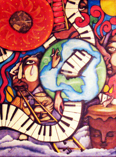 Pintura titulada "music inspired prem…" por Helene, Obra de arte original, Acrílico