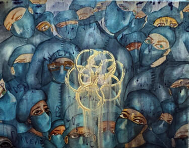 Peinture intitulée "The Pandemic" par Helene, Œuvre d'art originale, Acrylique