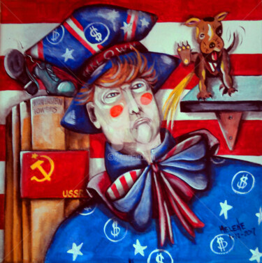 Pintura titulada "KKKLOWN TRUMPENSTEIN" por Helene, Obra de arte original, Acrílico