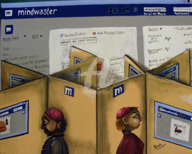 Painting titled "MINDWASTER" by Helene, Original Artwork, Acrylic