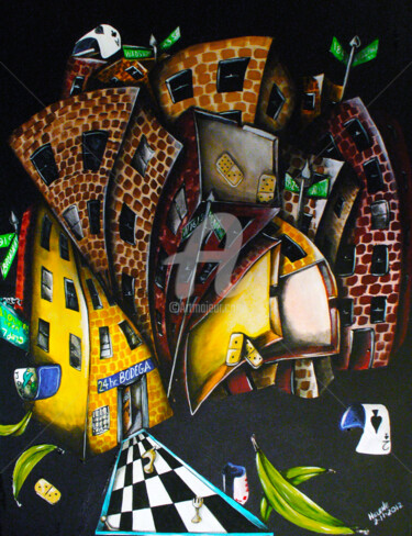 Painting titled "An Urban Still Life…" by Helene, Original Artwork, Acrylic