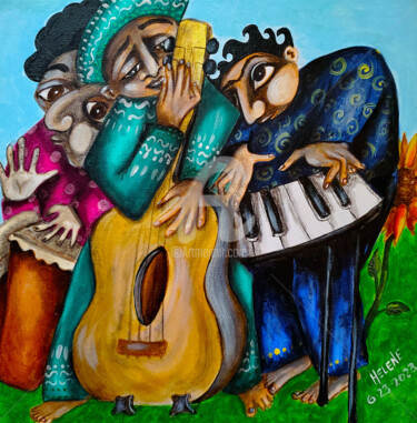 Pintura titulada "trio" por Helene, Obra de arte original, Acrílico