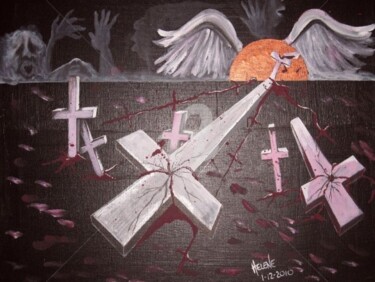 Painting titled "Cries for Justice..…" by Helene, Original Artwork, Acrylic