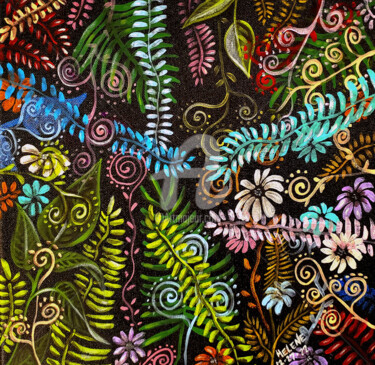 Pintura intitulada "abstract floral I" por Helene, Obras de arte originais, Acrílico