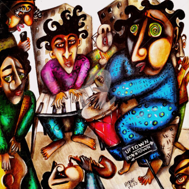 Pintura intitulada "Music in da Streets" por Helene, Obras de arte originais, Acrílico