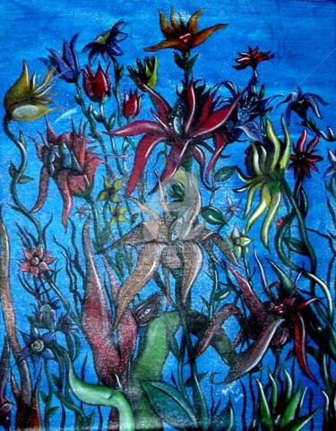 Malerei mit dem Titel "whimsical plantlife" von Helene, Original-Kunstwerk