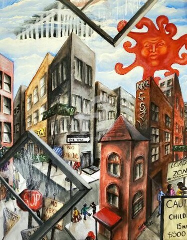 Malerei mit dem Titel "Brooklyn and the wh…" von Helene, Original-Kunstwerk, Acryl