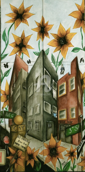 Malerei mit dem Titel "Alphabet City....Da…" von Helene, Original-Kunstwerk, Acryl