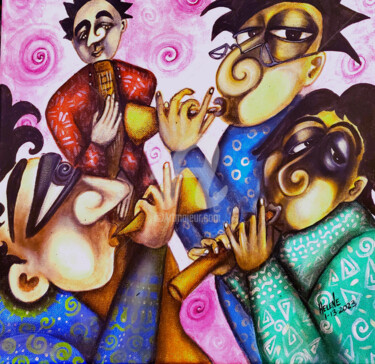 Peinture intitulée "La Banda Loca" par Helene, Œuvre d'art originale, Acrylique
