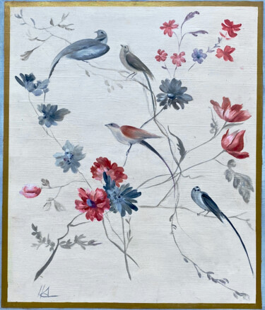 Painting titled "Les oiseaux de Mari…" by Hélène Avot, Original Artwork, Oil