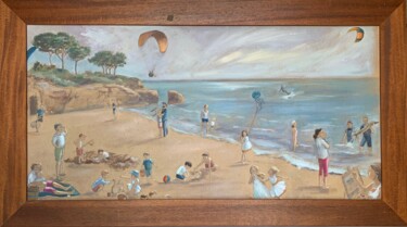 Painting titled "Bord de mer" by Hélène Avot, Original Artwork, Oil