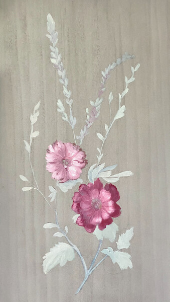 Peinture intitulée "Fleur de paravent" par Hélène Avot, Œuvre d'art originale, Huile