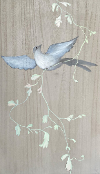 Peinture intitulée "Oiseau de paravent" par Hélène Avot, Œuvre d'art originale, Huile