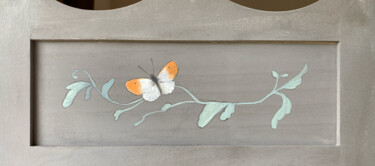 Peinture intitulée "Papillon de paravent" par Hélène Avot, Œuvre d'art originale, Huile