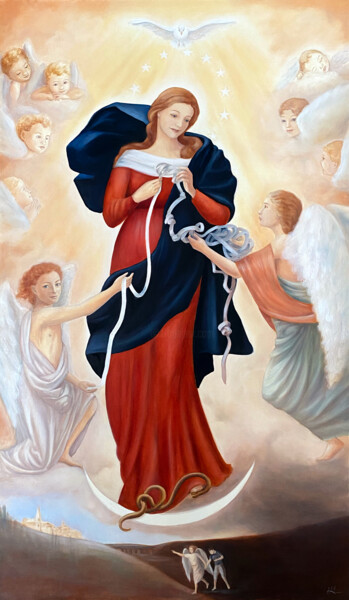 Peinture intitulée "Marie qui défait le…" par Hélène Avot, Œuvre d'art originale, Huile Monté sur Châssis en bois