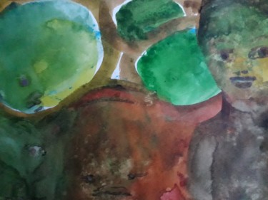 Painting titled "Ambiance nordique" by Helene Beugras, Original Artwork, Watercolor