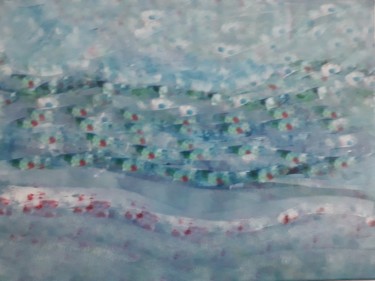 Pittura intitolato "Ondes indigo et mar…" da Helene Beugras, Opera d'arte originale, Acrilico Montato su Telaio per barella…