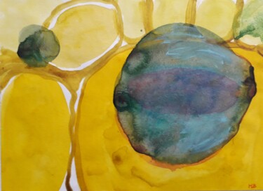 Painting titled "composition jaune" by Helene Beugras, Original Artwork, Watercolor