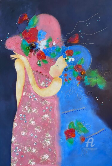 Painting titled "Toi et moi" by Hélène Bouhier, Original Artwork, Acrylic