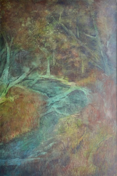 Painting titled "Turquoise River" by Hélène Carmona, Original Artwork, Acrylic