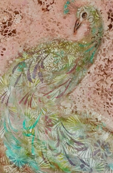 绘画 标题为“Peacock's reflectio…” 由Hélène Carmona, 原创艺术品, 丙烯