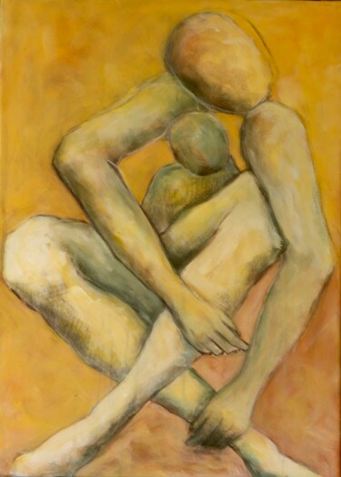 Malerei mit dem Titel "Motherhood" von Hélène Carmona, Original-Kunstwerk, Acryl Auf Keilrahmen aus Holz montiert