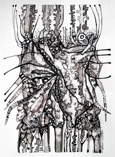 图画 标题为“L'arbre dans la mus…” 由Hélène Couture, 原创艺术品, 墨