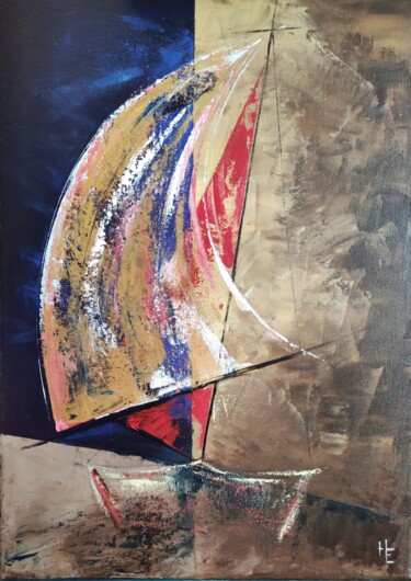 Schilderij getiteld "Le Passeur" door Helene Effray, Origineel Kunstwerk, Acryl