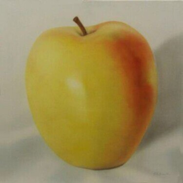 Painting titled "Pomme jaune/Yellow…" by Hélène Filiatreault, Original Artwork, Oil