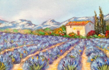 Dibujo titulada "Juillet en Provence" por Hélène Gastin-Mozol, Obra de arte original, Pastel