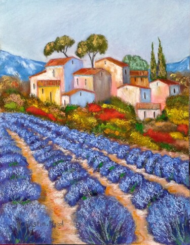 Drawing titled "En Provence" by Hélène Gastin-Mozol, Original Artwork, Pastel
