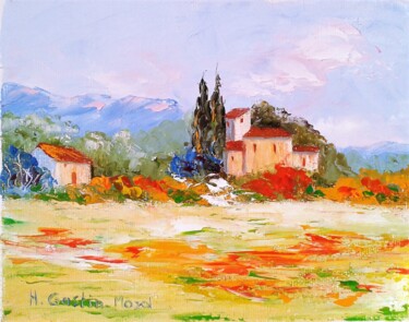 Malerei mit dem Titel "Champs d'Eté" von Hélène Gastin-Mozol, Original-Kunstwerk, Öl