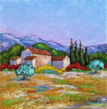 Painting titled "Près d'Eygalières.j…" by Hélène Gastin-Mozol, Original Artwork, Pastel