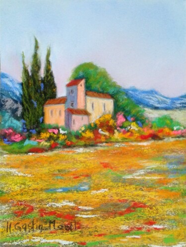 Dessin intitulée "Mazet provençal.jpg" par Hélène Gastin-Mozol, Œuvre d'art originale, Pastel