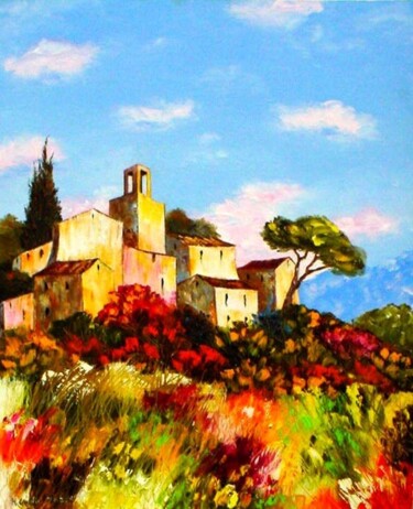 Painting titled "village-provencal.j…" by Hélène Gastin-Mozol, Original Artwork