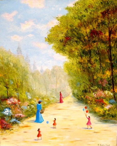 Pintura titulada "Promenade au parc" por Hélène Gastin-Mozol, Obra de arte original, Oleo