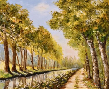 Painting titled "Le canal de Carpent…" by Hélène Gastin-Mozol, Original Artwork, Oil