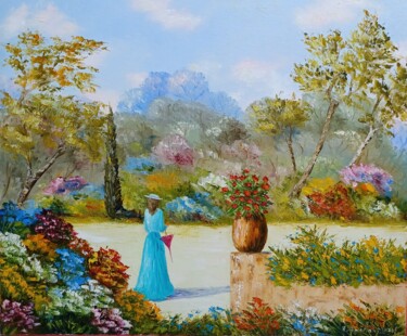 Pintura intitulada "Un jardin de rêve" por Hélène Gastin-Mozol, Obras de arte originais, Óleo Montado em Armação em madeira