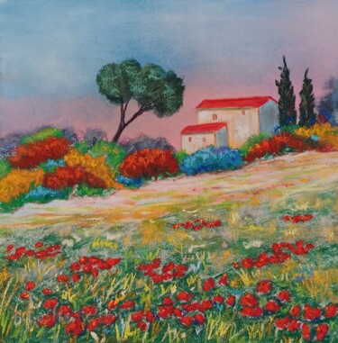 Drawing titled "Il fait beau!" by Hélène Gastin-Mozol, Original Artwork, Pastel