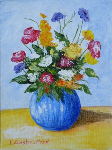 Картина под названием "Bouquet champêtre" - Hélène Gastin-Mozol, Подлинное произведение искусства, Масло
