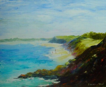 Painting titled "La côte bretonne" by Hélène Gastin-Mozol, Original Artwork, Oil