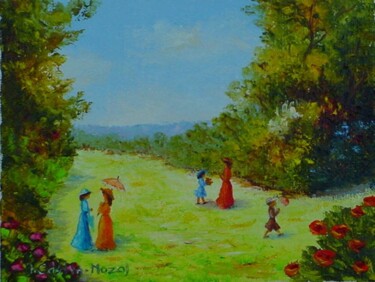 Peinture intitulée "Un après-midi au pa…" par Hélène Gastin-Mozol, Œuvre d'art originale, Huile