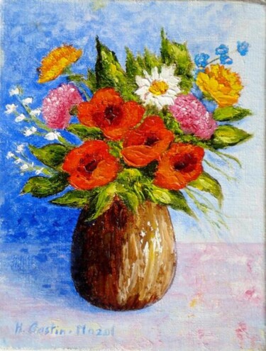 Painting titled "Joli bouquet" by Hélène Gastin-Mozol, Original Artwork, Oil