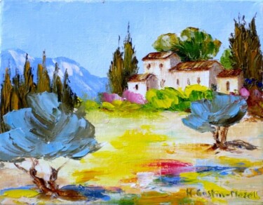 Painting titled "Mas des Alpilles" by Hélène Gastin-Mozol, Original Artwork, Oil