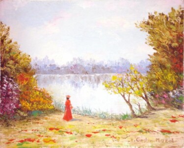 Painting titled "Soir d'Automne" by Hélène Gastin-Mozol, Original Artwork, Oil