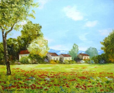 Peinture intitulée "Le champs au mois d…" par Hélène Gastin-Mozol, Œuvre d'art originale, Huile
