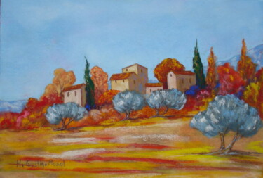 Painting titled "Automne en Provence" by Hélène Gastin-Mozol, Original Artwork, Pastel