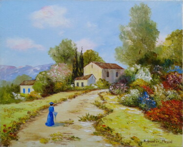 Painting titled "La visite" by Hélène Gastin-Mozol, Original Artwork, Oil